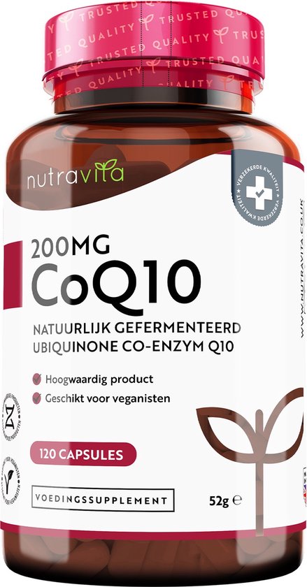 Foto: Nutravita coq10 200mg 120 veganistische capsules van hoog sterkte co enzym q10 4 maanden voorraad 100 puur en natuurlijk gefermenteerd ubiquinone co enzym geen synthetische toevoegingen