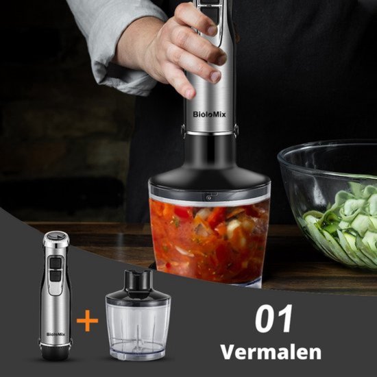 Draadloze Staafmixer Set - Hand Blender met Hakmolen - Inclusief Maatbeker - 1200W — afbeelding 4