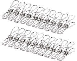 Wasknijpers Chip Clips Verpakking van 100, Duurzame Sterke Grip Metalen Wasknijpers Clips voor Waslijn, Snackzakken, Washandjes, Foto's, Papier in Huis, Keuken, Kantoor (100 Stuks)