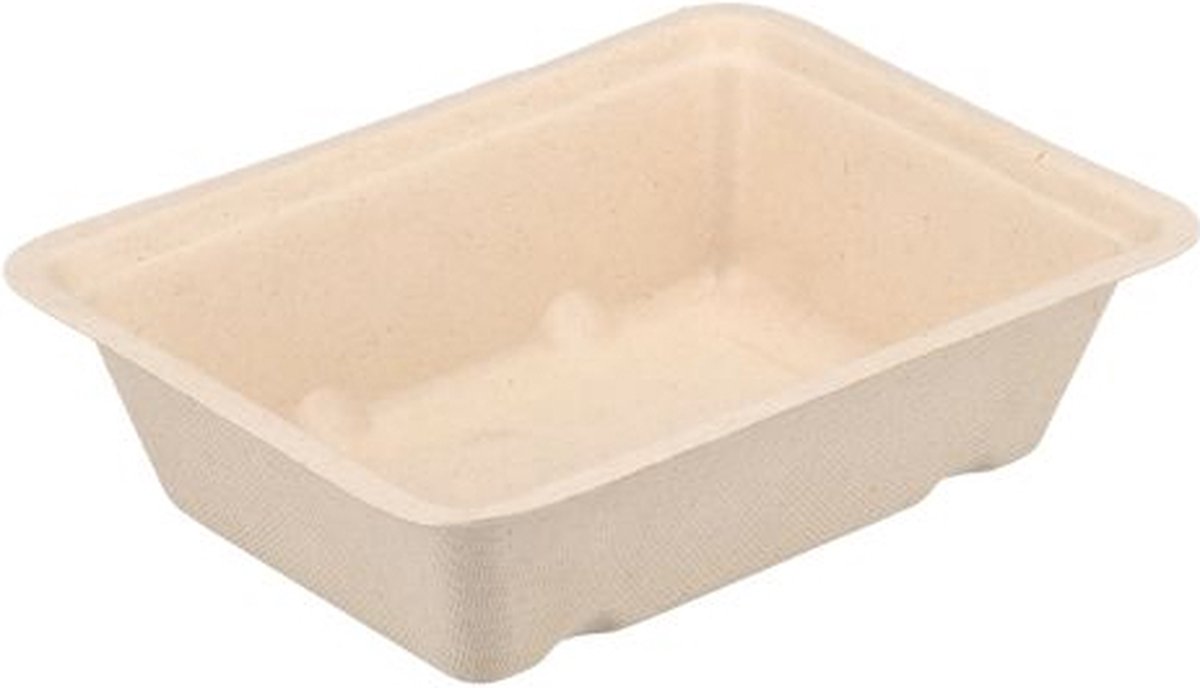 Goedkoopste Suikerriet Snackbakjes Bagasse Patatbak A7 Bruin (50 stuks) kleinverpakking