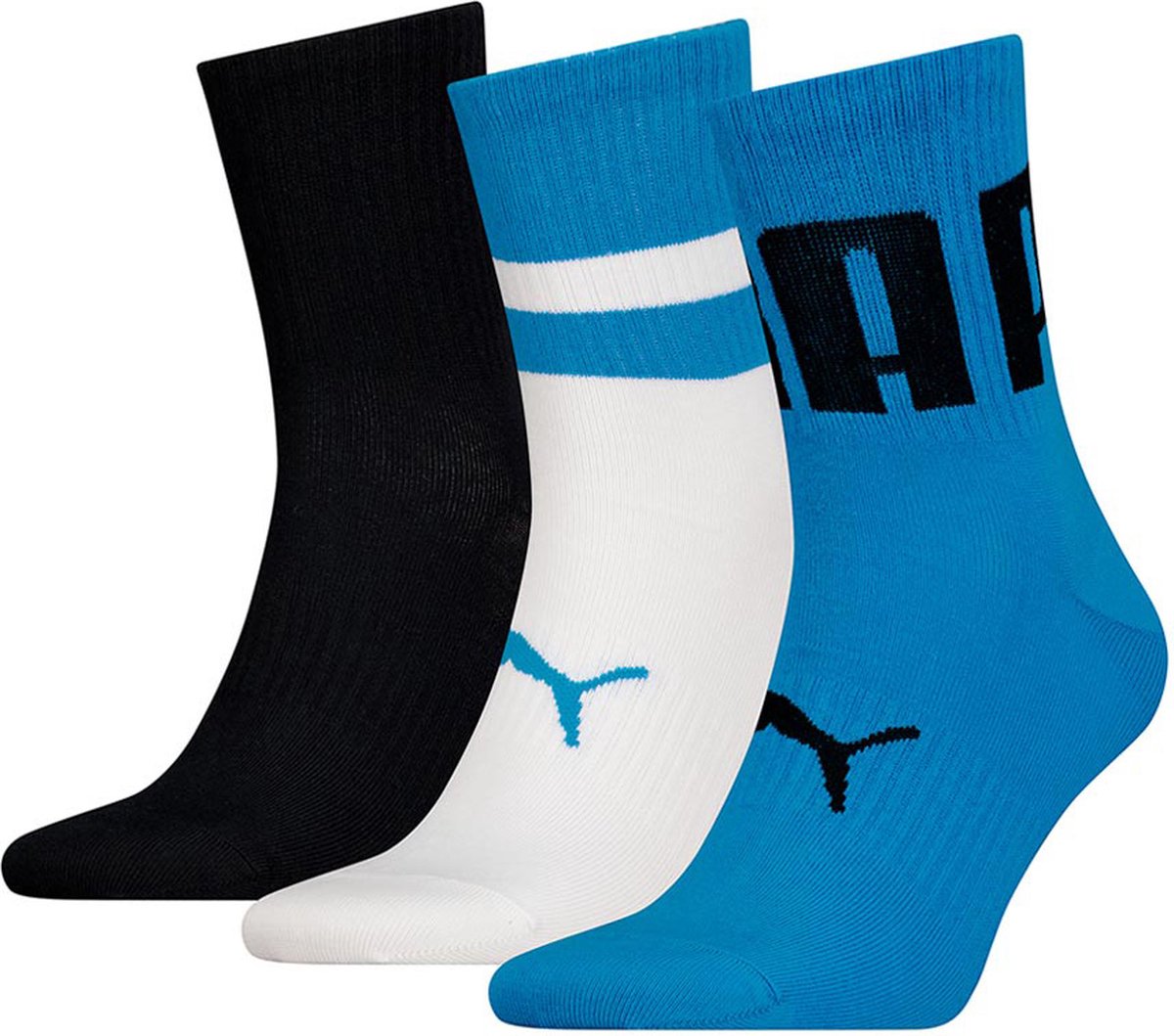 Puma Big Logo Korte Sokken 3 Eenheden Veelkleurig Man Blauw