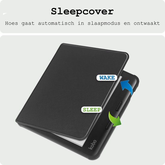 Hoes Geschikt voor Kobo Libra Colour Hoesje Bookcase Cover Hoes - Hoesje Geschikt voor Kobo Libra Colour Hoes Cover Case - Zwart van Merkloos — afbeelding 3