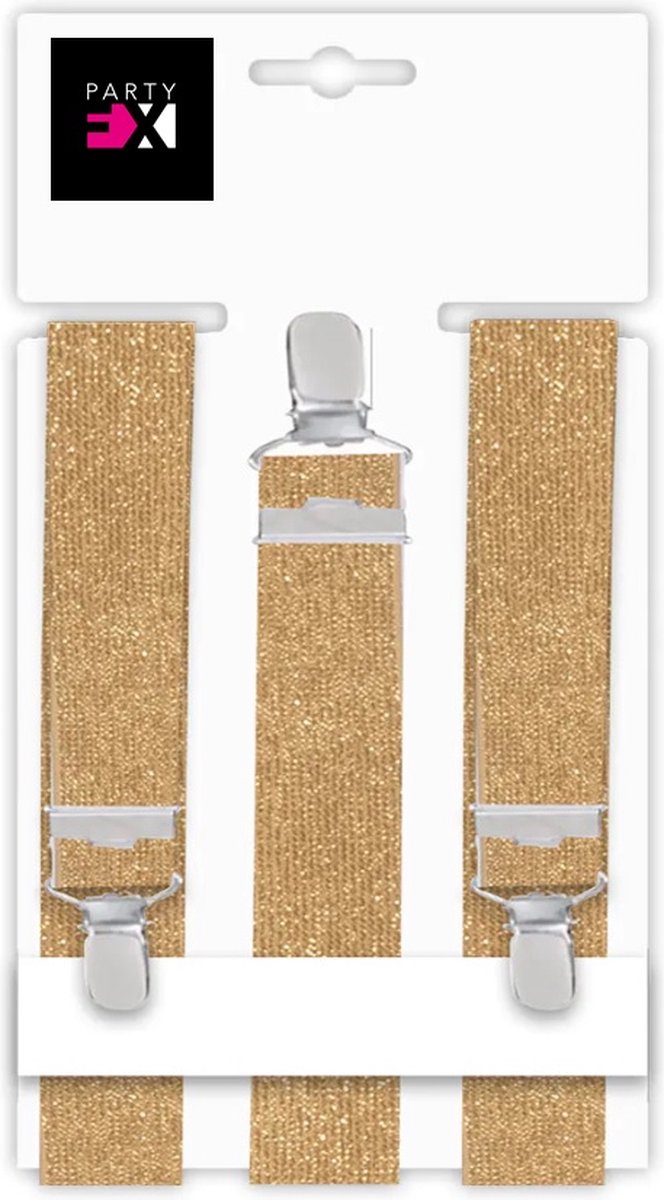 Bretels goud glitter elastisch voor volwassenen verkleedaccessoire gala