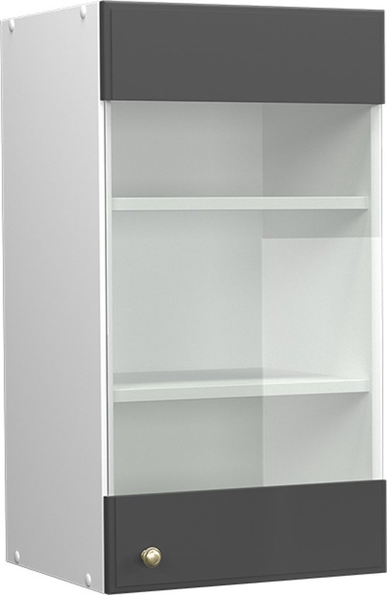Vicco Keukenmeubel Fameline, 80cm Met 3 Lades, Pt Marmer, Antracietgoud/wit