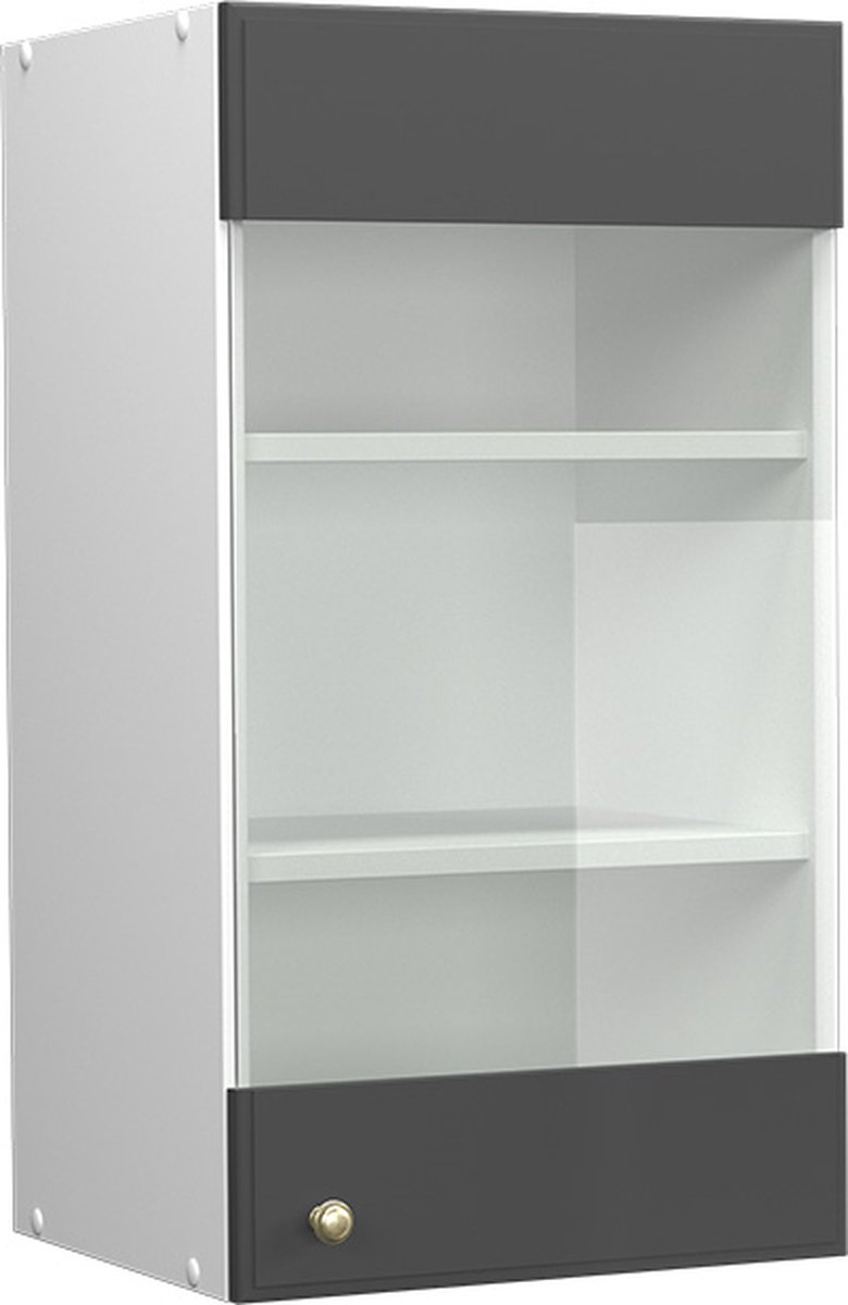 Vicco Fame-Line Glazen keukenkast – 40 cm Antraciet-goud Anthrazit-Gold landelijk/Wit