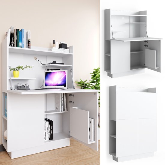 Vicco Bureau secrétaire Alena, Wit, 85 x 27 cm