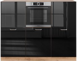 Vicco R-Line Keukenblok – 180 cm zonder werkblad Eiken hoogglans zwart/goud