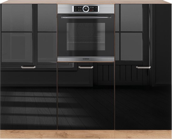 Foto: Vicco r line keukenblok 180 cm zonder werkblad eiken hoogglans zwart goud