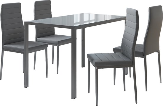 Vicco Eettafel set Sentio, Wit, 80 x 80 cm met 2 banken
