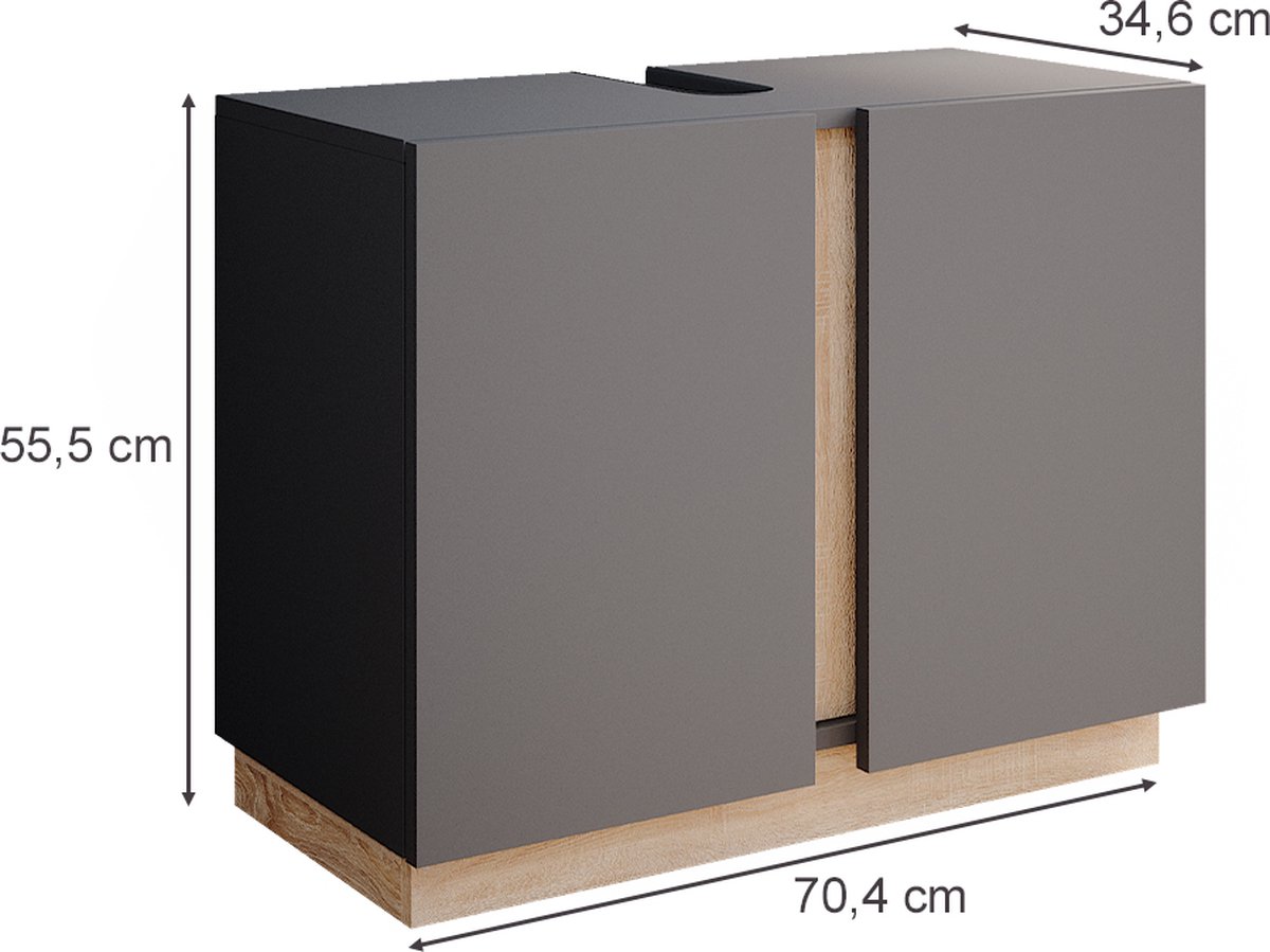 Vicco Wastafelonderkast Senyo, Antraciet, 60 x 54 cm