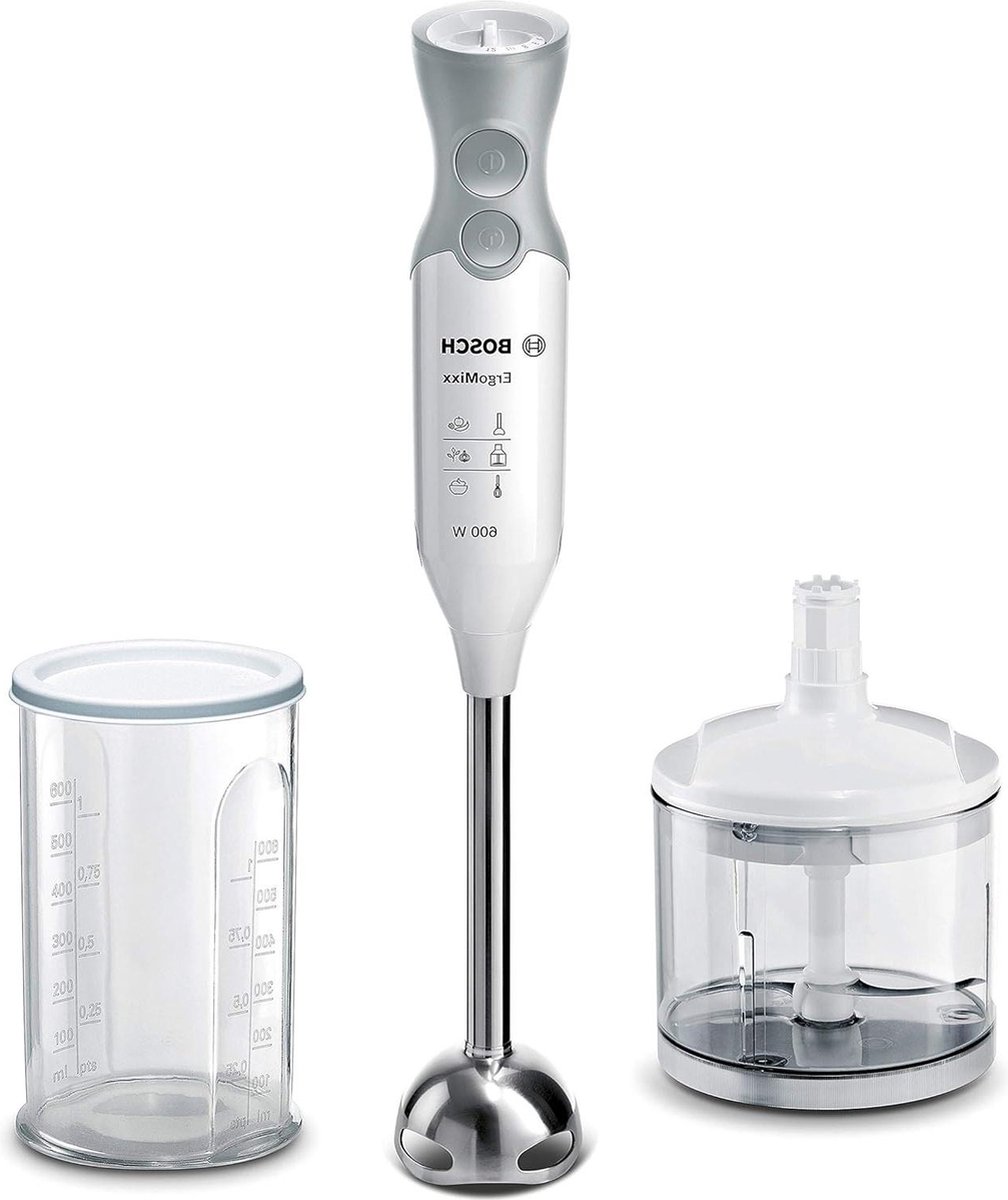 ErgoMixx staafmixer maatbeker deksel hakmolen - 600 Watt, wit.