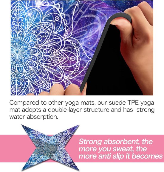 Yoga Mat Non Slip - LaiEr TPE Exercise Mat with Carrying Bag - Thick 6MM Mat for Yoga Pilates Fitness and Floor Exercises - 183CM*61CM*6MM — afbeelding 3