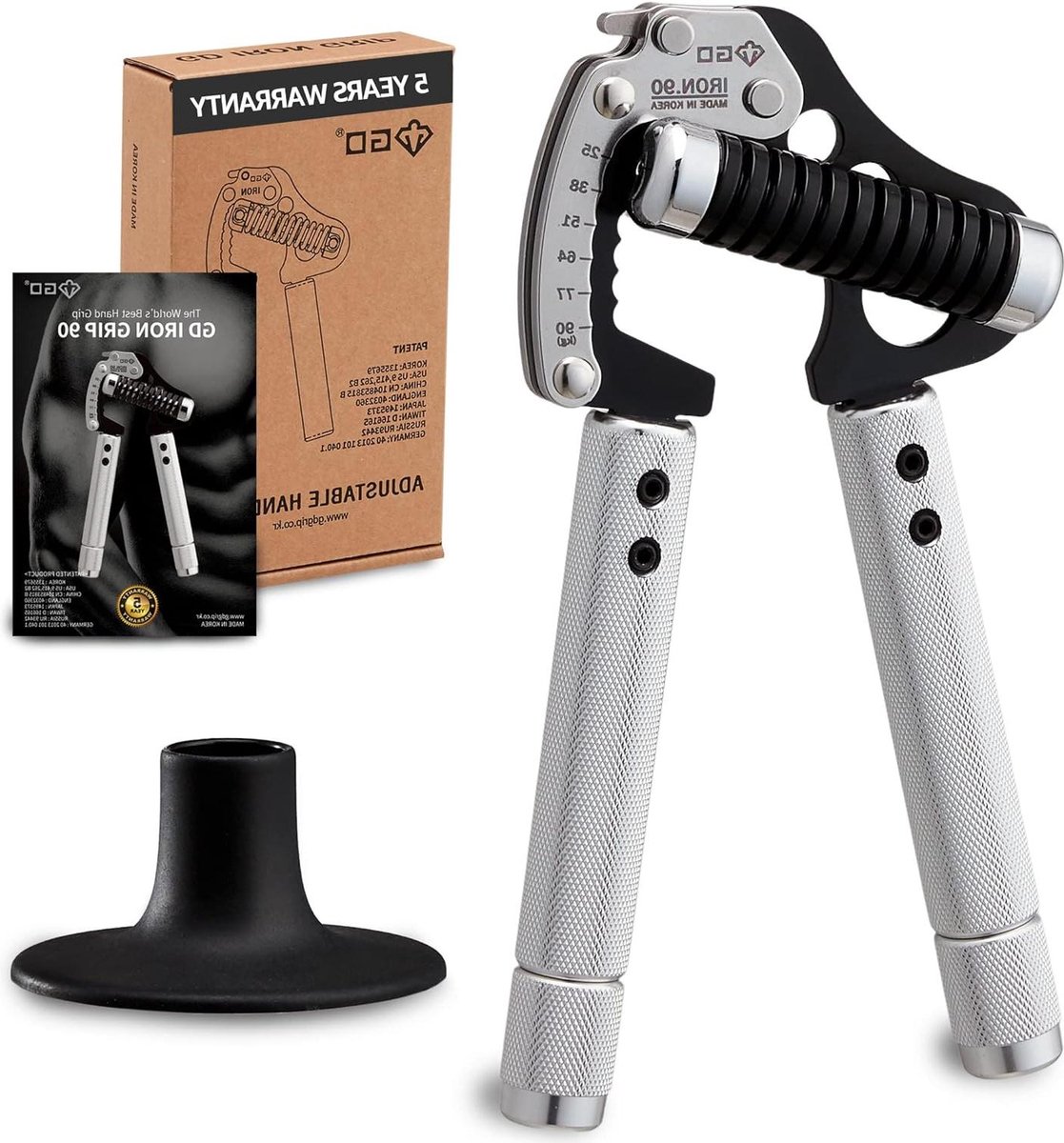 Iron Grip EXT 90 Handgreepversterker - Verstelbare Handgrijper (25 tot 90 kg) - Handkrachttrainer voor onderarmen en pols - Polstraining Workout Handgrijper