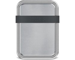 Lunchbox met Verdeler, Groot, 3 Vakken, 21 x 15 x 5 cm, RVS, Antraciet Grijs - Boddels | Smacht