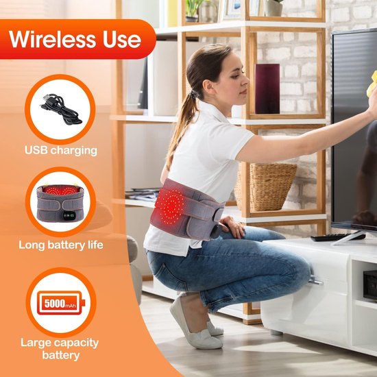 Coussin chauffant à la taille Sans fil Ceinture dorsale chauffante  Chauffe-ventre modes de massage à chauffage rapide Écran tactile