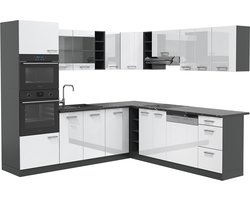 Vicco R-Line Hoekkeuken – 247 x 46 cm zonder werkblad Wit hoogglans/antraciet