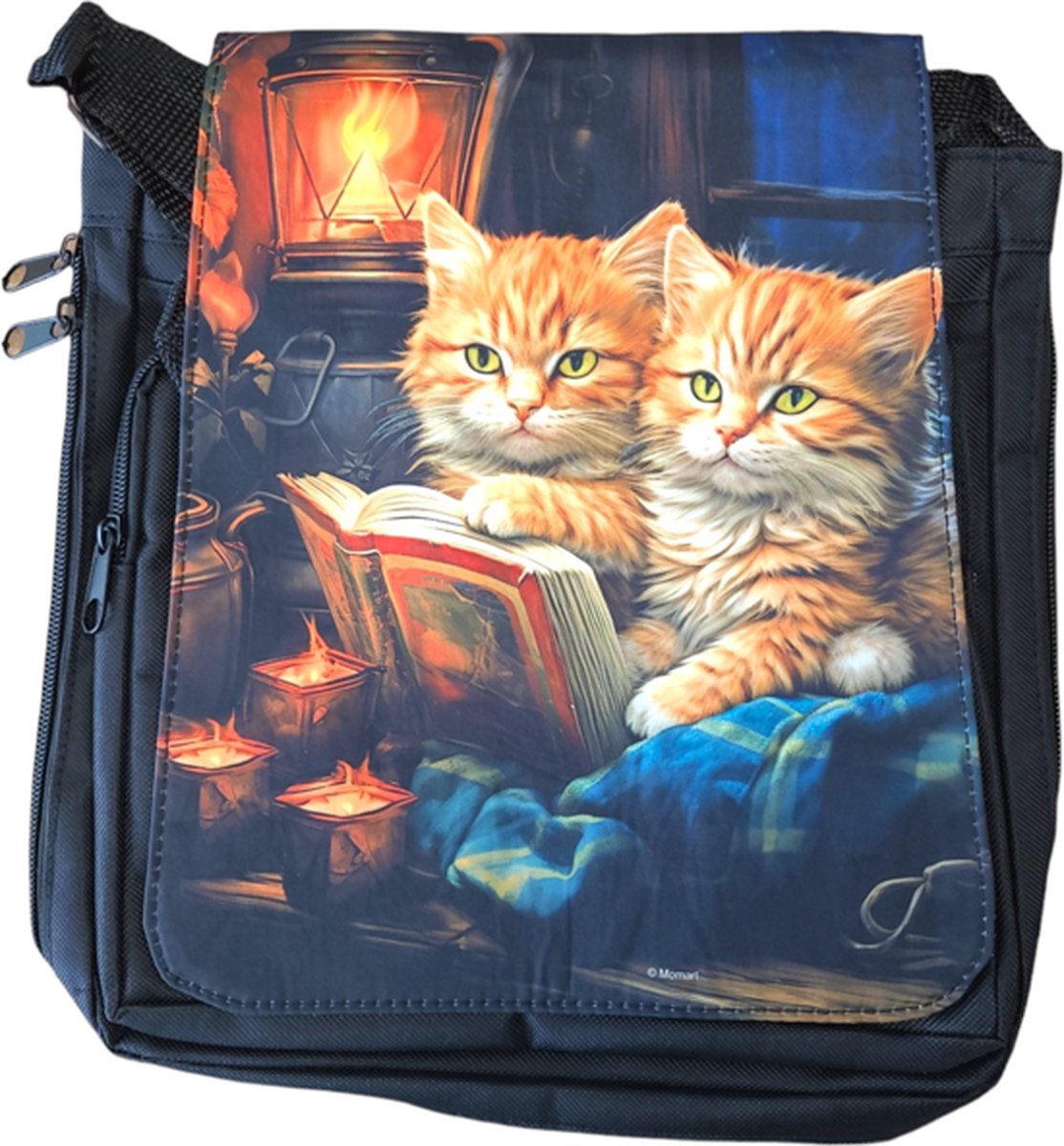 Red Kittens By Candlelight Messenger Bag Small