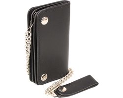 Heren 6 inch lederen lange biker portemonnee met anti-diefstal ketting zwart klassiek - Milwaukee Leather MLW7802 één maat