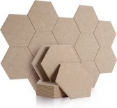 Panneaux acoustiques, 12 pièces, 30 x 26 x 1 cm, panneaux acoustiques hexagonaux, mur pour studio de son, bureau, studio et décoration murale (camel foncé)