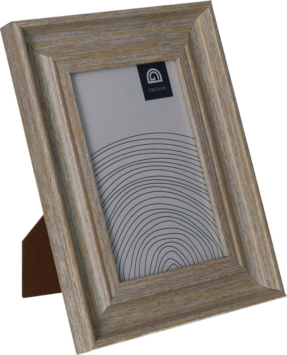 Giftdecor Fotolijstje voor een 10 x 15 cm foto - licht hout - Klassiek - frame 16 x 21 cm - staand/hangend