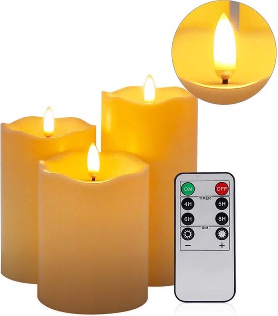 Elektrische Kaarsen l 3 Stuks l Realistisch l Interieur/Decoratie l 3D Effect l ABS l Wit