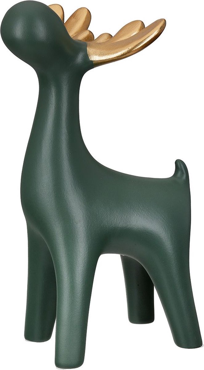Gilde Handwerk - Rendier - Eland - Keramiek - Groen/Goud - Arthur - 30cm hoog - Kerst