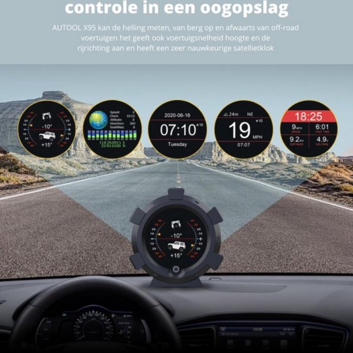 Boussole Voiture Altimètre Inclinomètre Multifonction - Tableau Bord Angle Pente