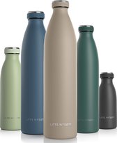 LARS NYSØM - 'Ren' Roestvrijstalen drinkfles 1500ml - BPA-vrij geïsoleerde waterfles 1,50 Liter - Taupe Brown