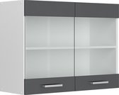Vicco R-Line Glazen keukenkast – 80 cm Antraciet Hoogglans
