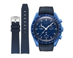 MoonSwatch - Omega - Swatch Mission on Earth - Rolex - SEIKO - Speedmaster - Rubberen horlogeband met perfecte pasvorm - 20mm - Navy Blauw