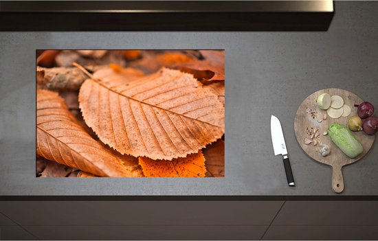 Foto: Inductieplaat beschermer bruin herfstblad 75x51 cm 2 mm dik inductie beschermer bescherming inductiekookplaat kookplaat beschermer van zwart vinyl