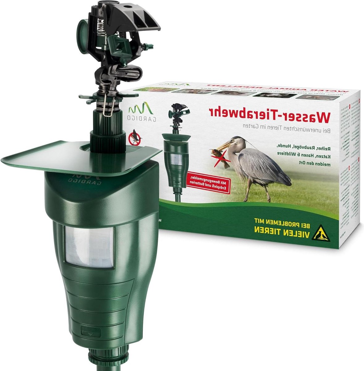 Kattenverjager - Waterstraal afweermiddel voor dieren - Bewegingsmelder - Bereik 10 m - Reiger schrikken - Kat schrikken kattenverjager