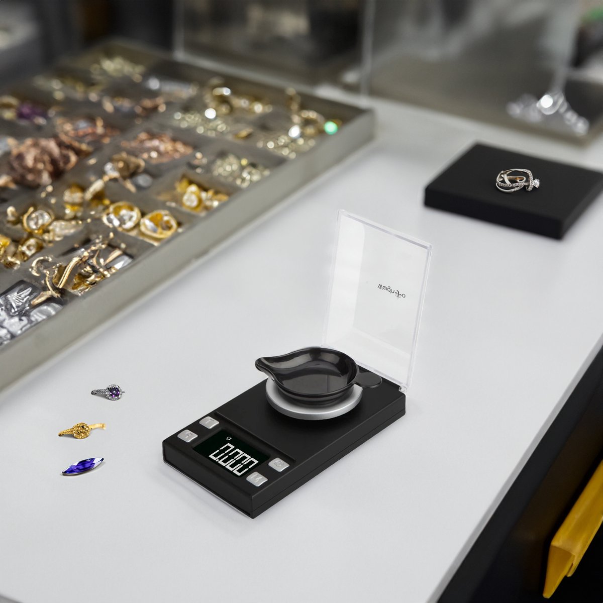 UNIWEIGH Milligram Schaal Precisie 0.001g/50g, Digitale Sieraden Schaal voor Poeder, Munten, Goud, Gem, Herladen, Micro Gram Schaal met 6 Eenheden, Tarra, Cal Gewicht, Pocket Mg Schaal met Batterij