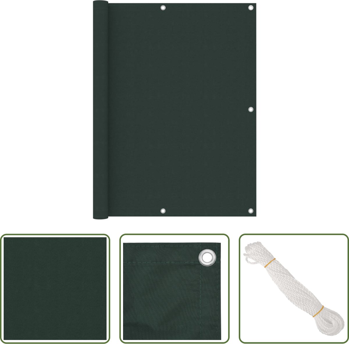 The Living Store Balkonscherm Oxford PU-coating 120 x 300 cm Donkergroen