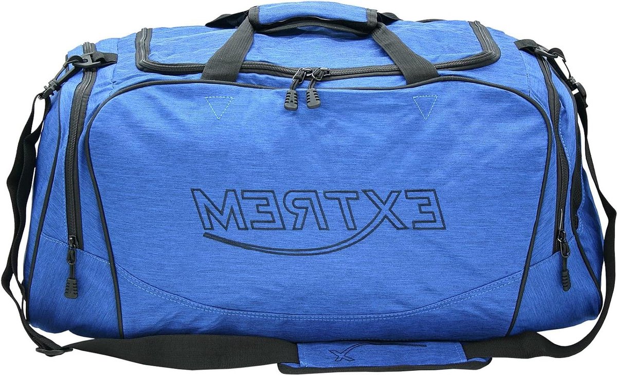 Opvouwbare reistas - grote en lichte sporttas - 65 liter - Travel Duffel Bag Weekender met schoenenvak blauw