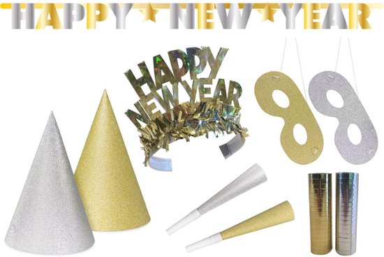 Feestpakket Happy New Year Glitter - 27 delig
