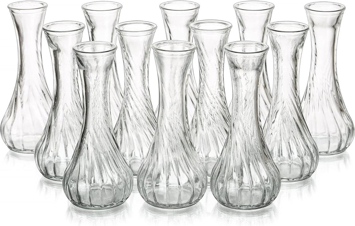 KILDOWS 12 stuks glazen mini-vazen, decoratieve vaas, helder glas