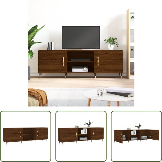 Foto: The living store tv meubel bruineiken 150x30x50 cm stevig hout en ijzer