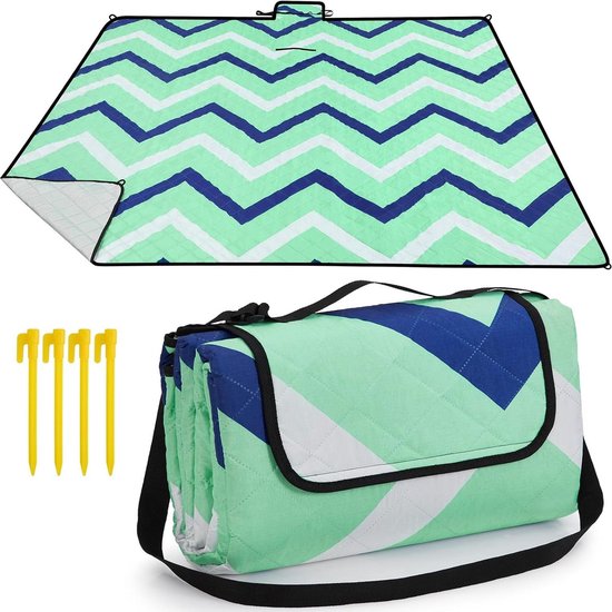HOEL Picknickdeken 200x200 cm waterafstotend geïsoleerd - strandmat gevoerd XXL - picknickdeken - outdoor stranddeken voor picknick, camping strand