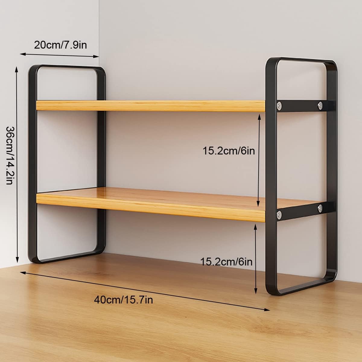 2 Tier Bureau Plank Organizer Metalen en Houten Opslag Plank voor