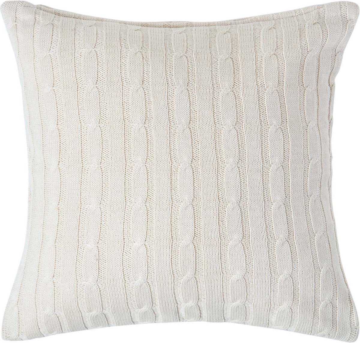 Homescapes kabelgebreide kussenhoes in crème, 100% katoen, 45 x 45 cm Creme