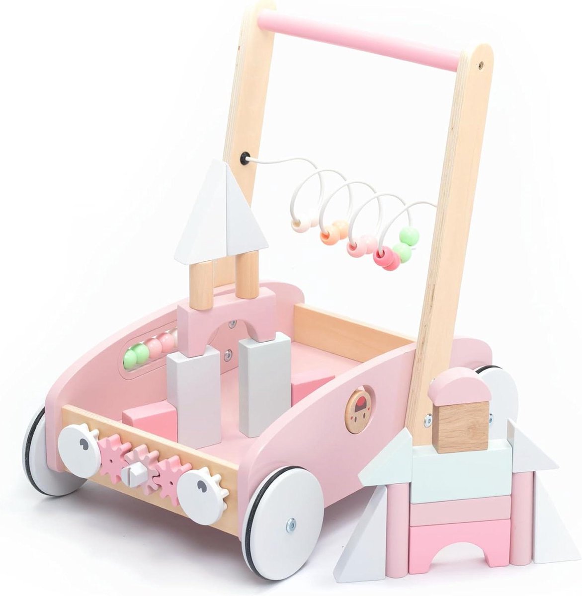 UMU® Houten 5-in-1 loopwagen voor peuters met rubberen wielen, loophulp / loopwagen voor kinderen met Activity Center (sorteren en bouwen met blokken, parelspel enz.), baby walker - loophulp UMU® Houten 5-in-1 loopwagen voor peuters met rubberen wielen, loophulp / loopwagen voor kinderen met Activity Center (sorteren en bouwen met blokken, parelspel enz.), baby walker - loophulp