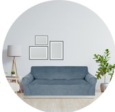 Hilvard - Bankhoes 4 zitsbanken - (230 - 275 cm) - Steenblauw - Velvet - Stretch - Bankbeschermer - Meubelhoes - Tegen beschadigingen en vlekken - Zetelhoes - Zetelovertrek