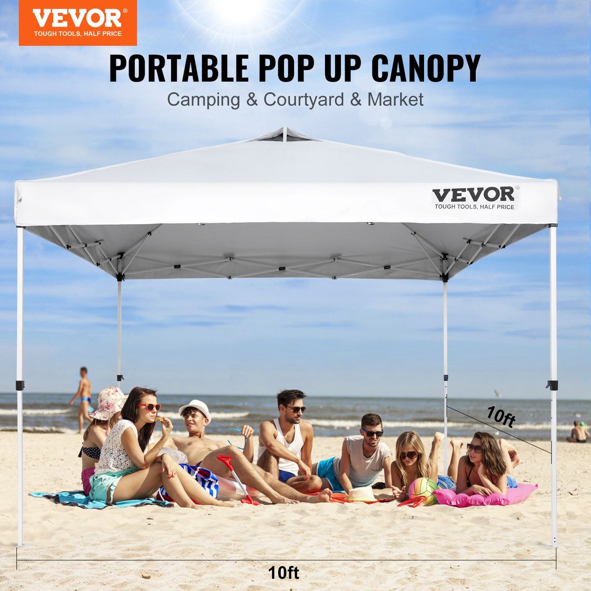 Whoopr® Easy Up Partytent - Pop up tent - Opvouwbaar - Waterdicht - 3x3 m - Wit