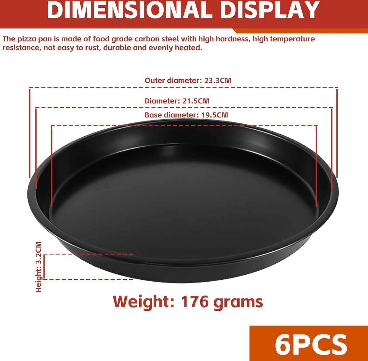 Pizzapan antikleef-ronde taartvorm koolstofstaal bakvorm dienblad pizzaform bakvorm keuken bakplaat gereedschap 15cm / 6in