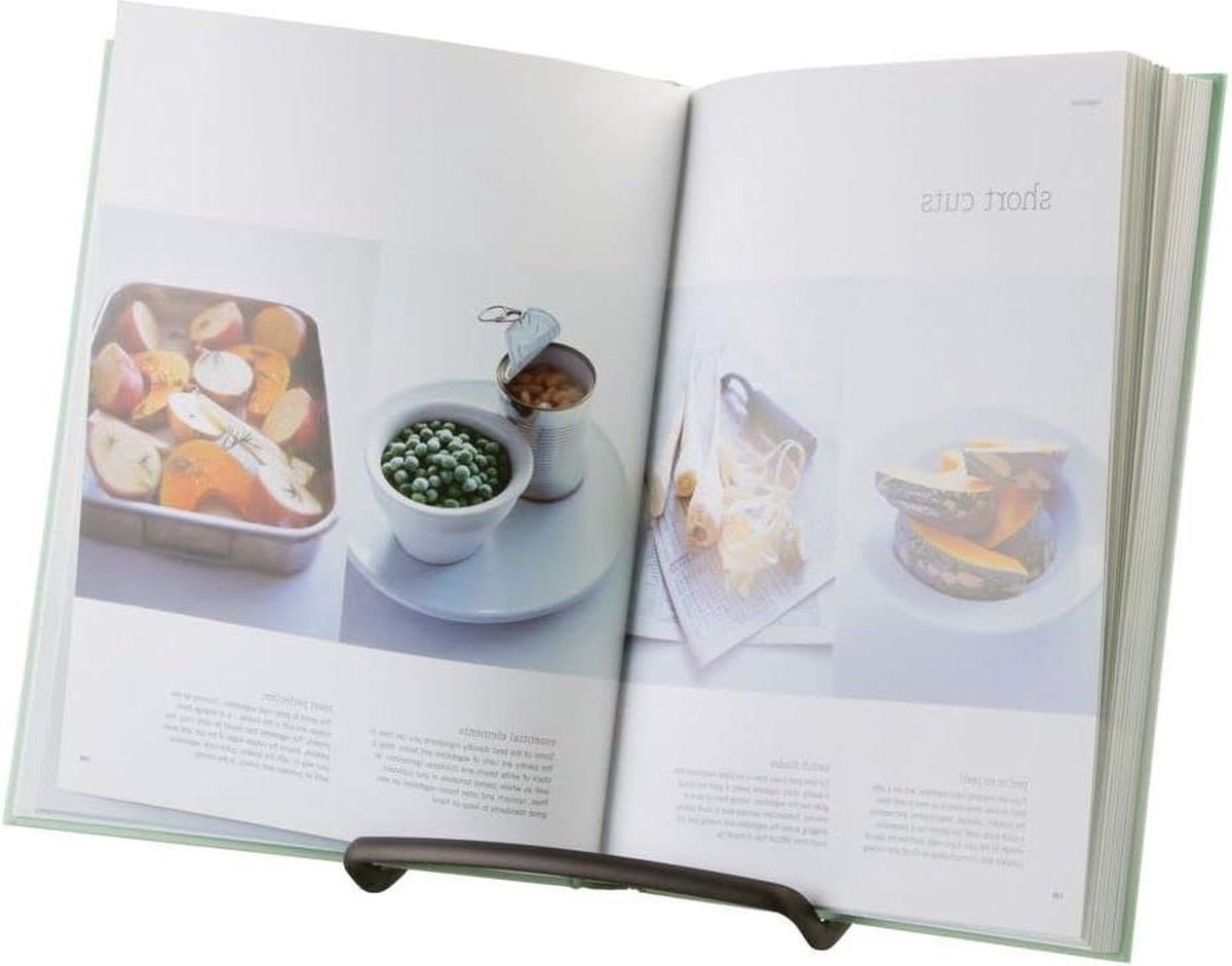 Keuken boekenstandaard van roestbestendig metaal - receptenhouder - bronskleurig
