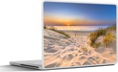 Laptop sticker - 17.3 inch - Duin - Zonsondergang - Horizon - Strand - Gras - 40x30cm - Laptopstickers - Laptop skin - Cover
