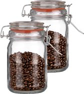 Urban Living Weck pot / pot de conservation - 2x - 250 ml - verre - avec fermeture à clip - D7 x H12 cm
