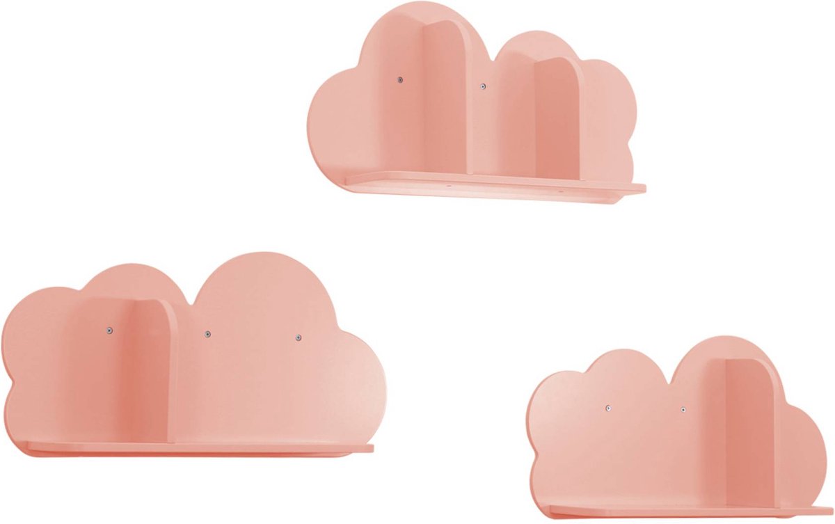 sweeek - Set van 3 wandplanken met wolken voor de kinderkamer