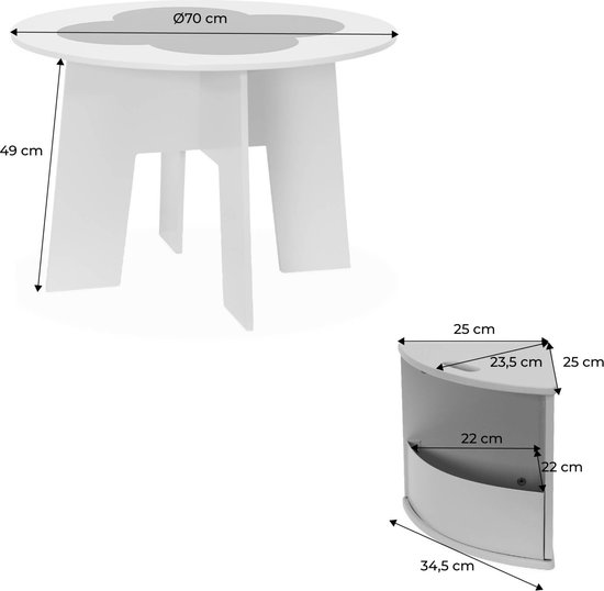 sweeek - Kindertafel en 4 stoelen met leisteen effect en opbergruimte van Sweeek — afbeelding 4